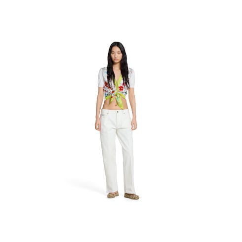 Silk and cotton top with print