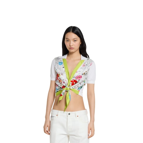 Silk and cotton top with print