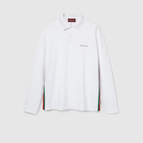 Polo de piqué de algodón con tribanda Web