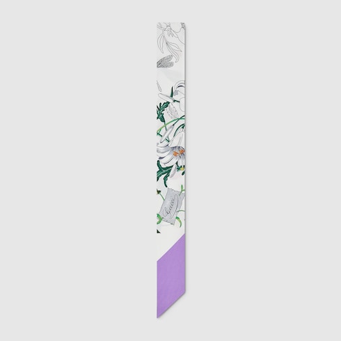 Printed silk twill neck bow