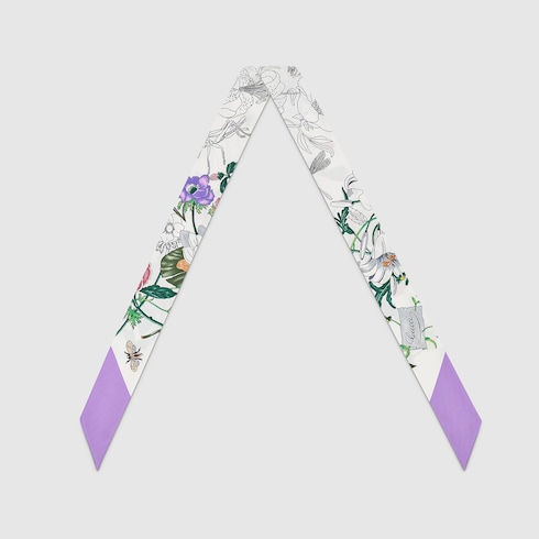 Printed silk twill neck bow