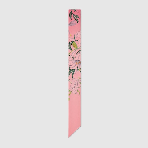 Printed silk twill neck bow