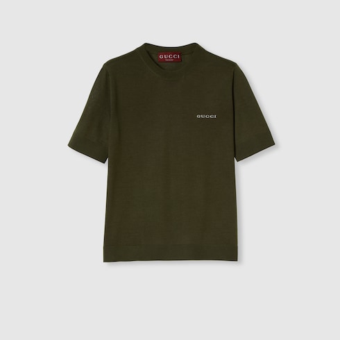 Top in cashmere e seta con intarsio