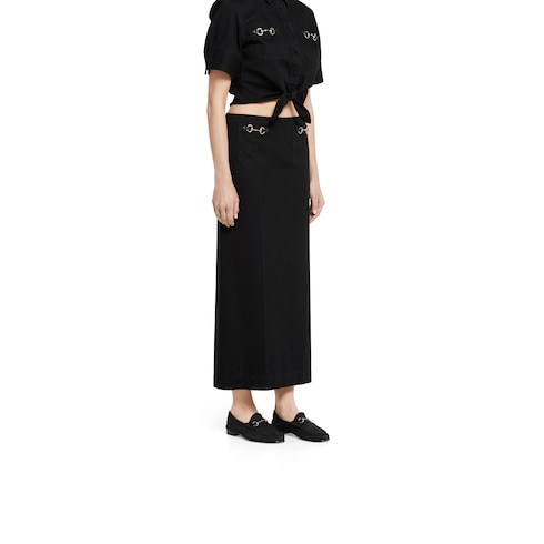 Denim skirt with Horsebit