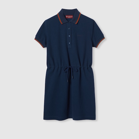 Cotton piquet polo dress with Web