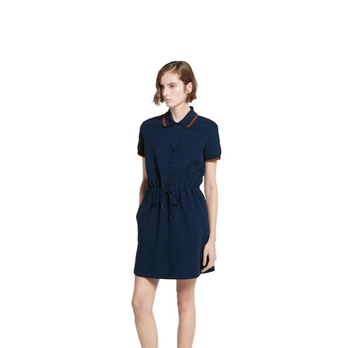 Cotton piquet polo dress with Web
