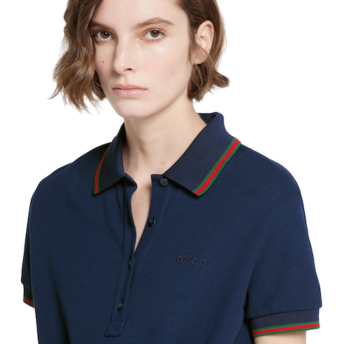 Cotton piquet polo dress with Web
