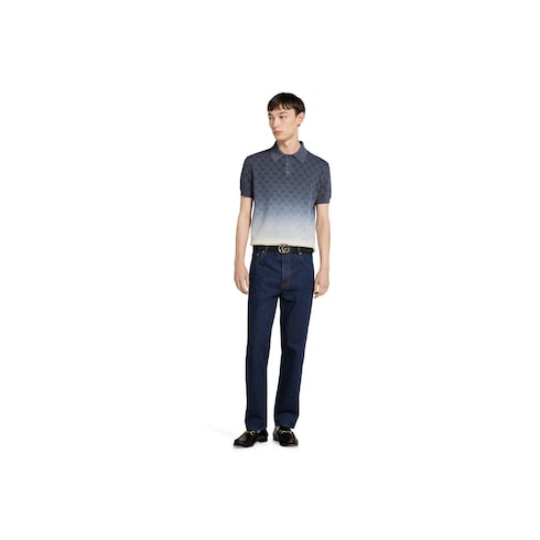 Polo en jacquard GG en maille de coton
