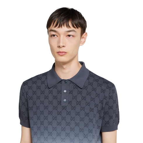 Polo en jacquard GG en maille de coton