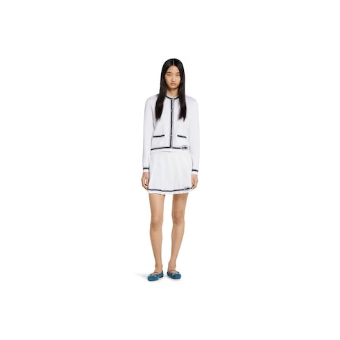 Stretch cotton skirt with intarsia