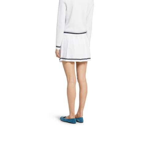 Stretch cotton skirt with intarsia