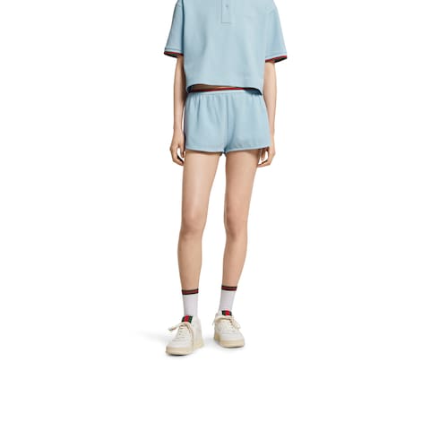 Cotton piquet shorts with Web