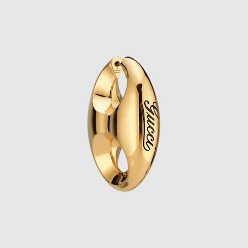 Gucci Link to Love〕“GUCCI”バー付き チェーン ピアス18K