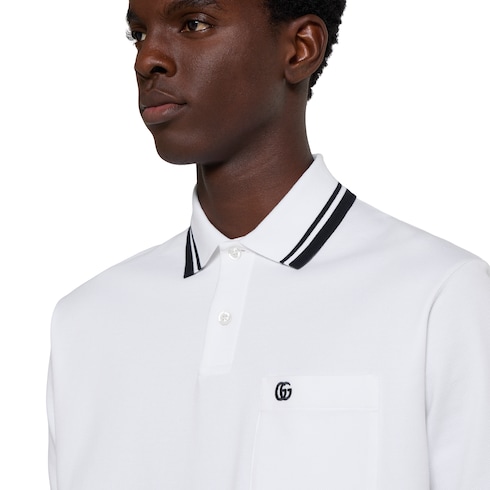 Cotton piquet polo shirt with embroidery