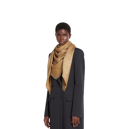 GG silk cotton jacquard shawl