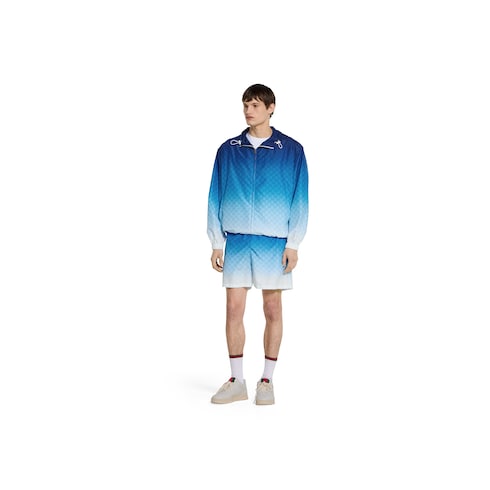 Printed technical poplin zip jacket