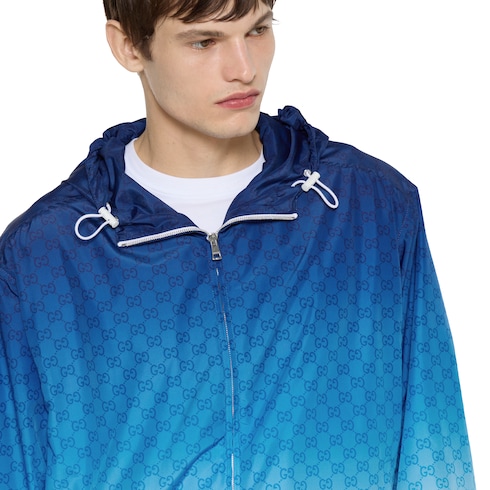 Printed technical poplin zip jacket