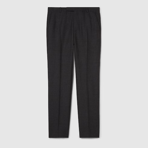 Houndstooth wool pant with embroidery