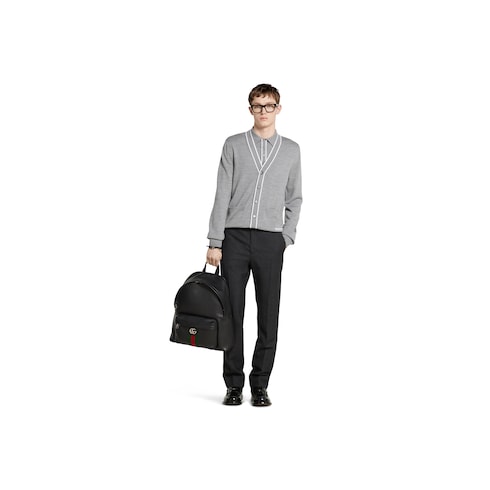 Houndstooth wool pant with embroidery