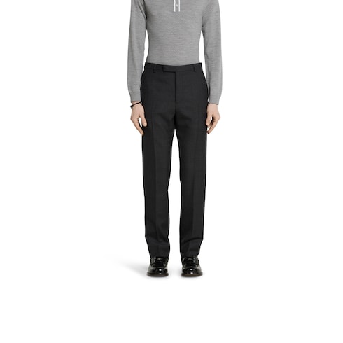 Houndstooth wool pant with embroidery