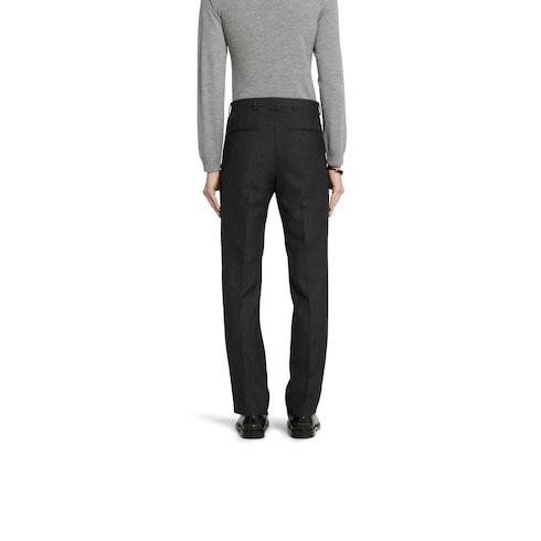 Houndstooth wool pant with embroidery