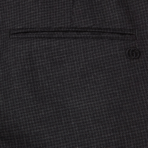 Houndstooth wool pant with embroidery