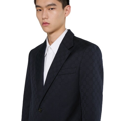Giacca in gabardina di cotone GG jacquard