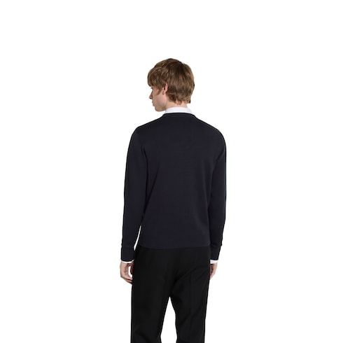 Pullover aus Seiden- und Baumwollstrick mit Intarsie