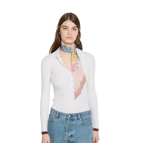 Printed silk twill neck bow