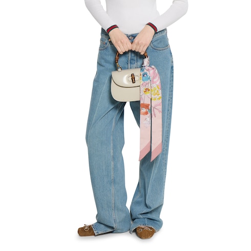 Printed silk twill neck bow