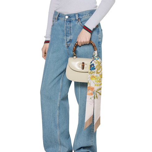 Printed silk twill neck bow