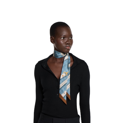 Printed GG silk twill neck bow