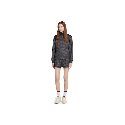 Printed technical jersey zip sweatshirt