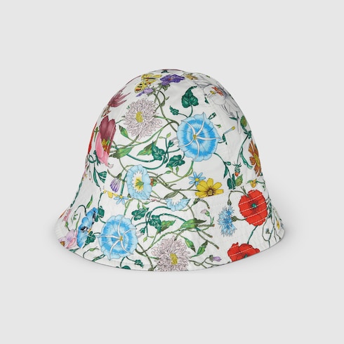 Reversible printed silk bucket hat