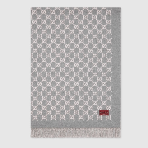 Reversible GG wool and cashmere blanket