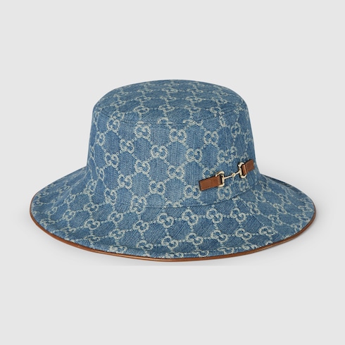 GG denim bucket hat with Horsebit
