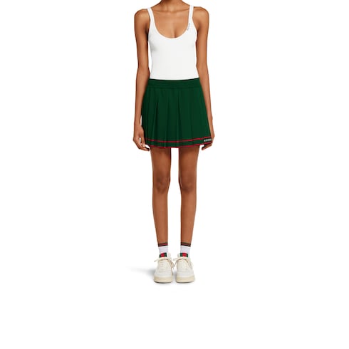 Pleated skirt with striped trim
