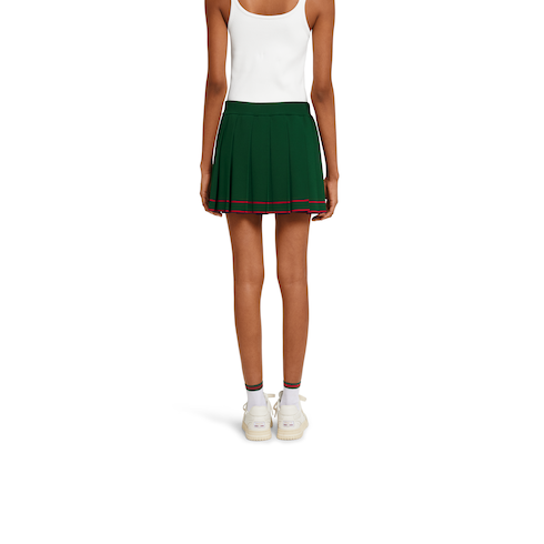 Pleated skirt with striped trim