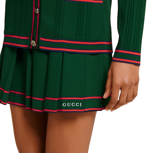 Pleated skirt with striped trim