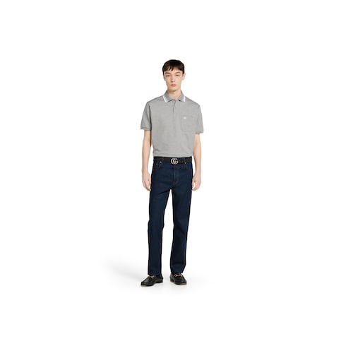 Cotton piquet polo shirt with embroidery