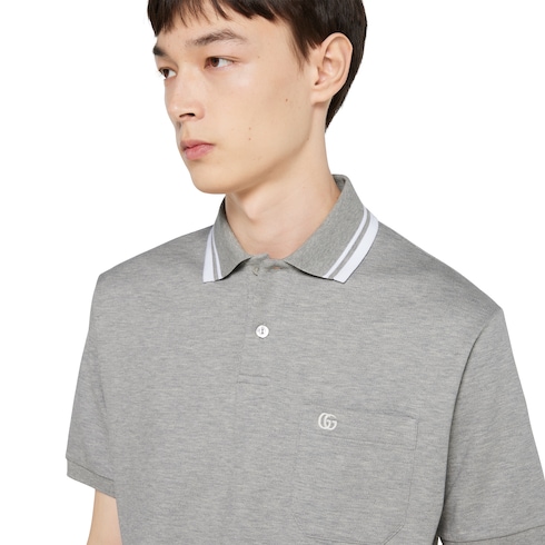 Cotton piquet polo shirt with embroidery