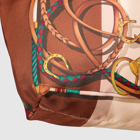Silk maxi tote bag with bamboo handle