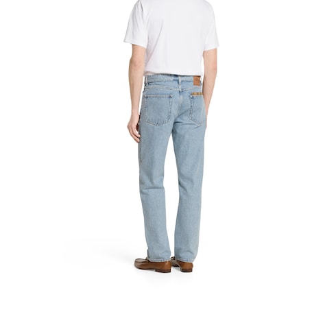 Washed denim pant with GG insert