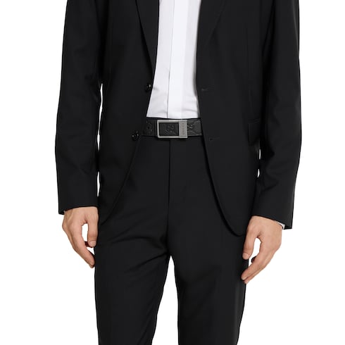 Reversible belt with rectangular buckle