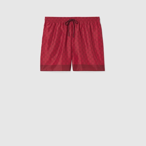 Printed technical poplin swim shorts
