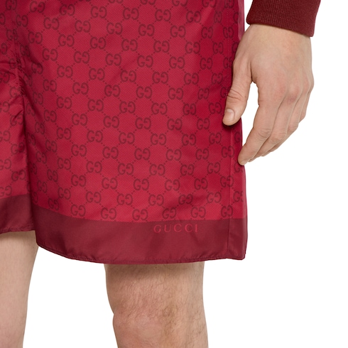 Printed technical poplin swim shorts