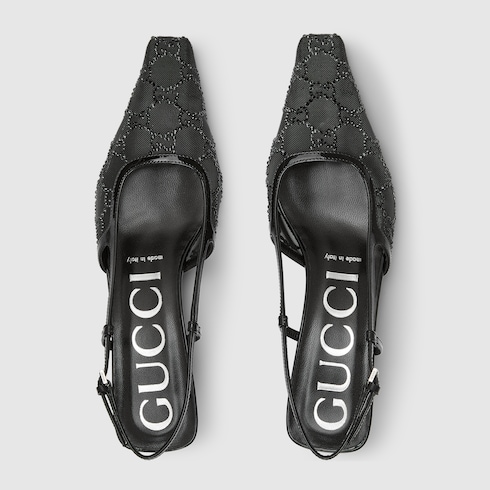 Décolleté slingback donna con cristalli GG