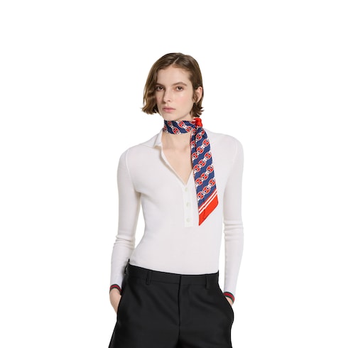 Printed silk twill neck bow