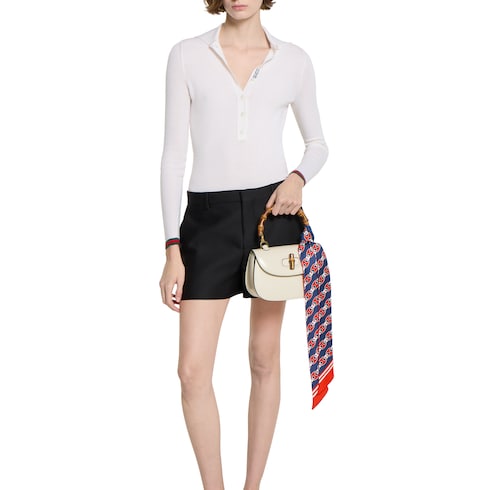 Printed silk twill neck bow Detail 4