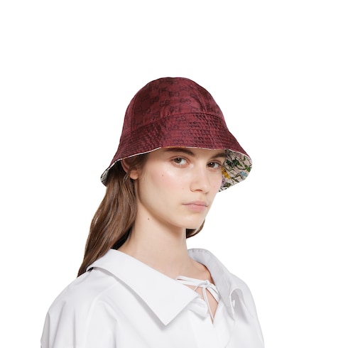 Reversible printed silk bucket hat